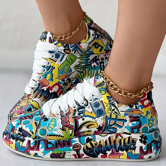 Low-Top Graffiti Sneakers - Skateboard Style